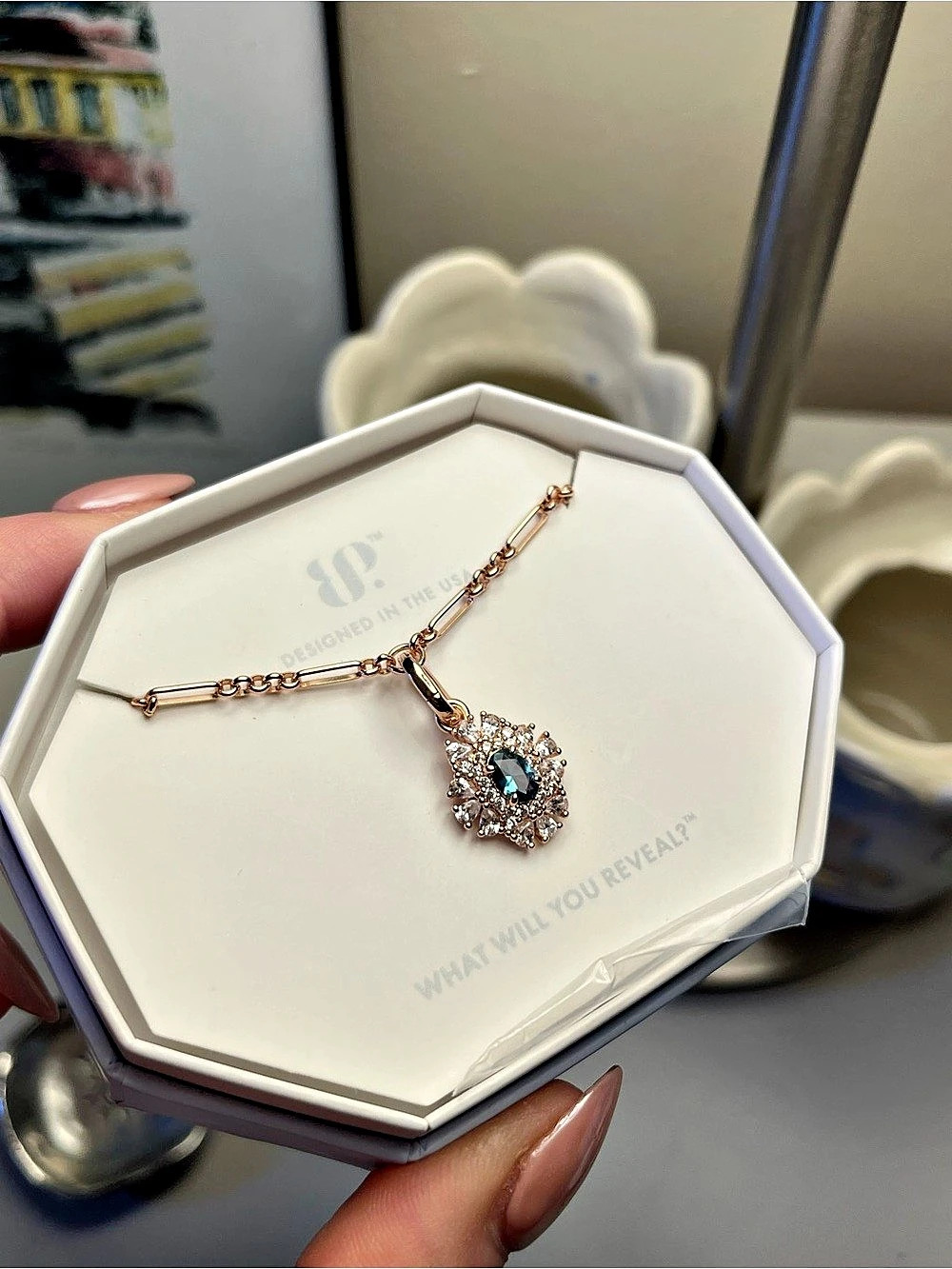 Bomb Party Paraiba Tourmaline Pendant Necklace in rose gold NWT